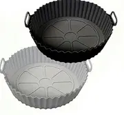 2-Pack Reusable Air Fryer Silicone Liners, 9.4" Top / 7.5" Bottom – Non-Stick Silicone Baking Tray for 4–7 QT Air Fryers, Oven Safe, Food-Grade Airfryer Accessories
