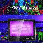 LED Black Lights 1-2 Pack of 30W 60W 120W UV Floodlight 395nm-405nm IP66 Waterproof Outdoor High-power Black Light Plug with Switch (59in) Used for Iuminescent