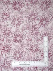 Christmas Opalescence Poinsettia Dusty Plum Fabric Cotton Island BATIK By Yard
