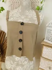RUSTY Woman’s Cropped Top in Size 10 Khaki Army Green BRAND NEW