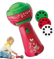 Christmas Flashlight Projector, Cognition Fun Torch, Image Projection Toys with 24 Christmas Patterns, Early Education Projector Toy