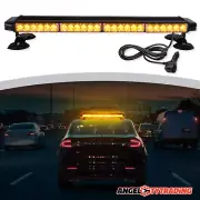 LED Emergency Strobe Light Bar Double Side Warning Rooftop Flashing Amber 27"