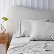 Accessorize 400TC Grey Bamboo Cotton Sheet Set 40cm Wall King