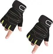 ARTSEWPLY 1 Pair Comfortable Outdoor Gloves Half - Finger Gloves Fitness Weight Lifting Hand Gloves for Men (Light Green, Black, Size L)