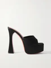 [Amina Muaddi] Amina Muaddi - Dalida Satin Platform Mules - Black - IT39.5 IT 39.5 Black