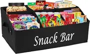 Xbopetda Snack Box Container, 6-Compartment Tray with Handles, Food Storage Organizer Bins, Trapezoid Snack Basket, Pantry Storage Station, Black