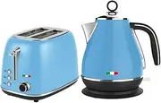 Vintage Electric 2 Slice Toaster & Kettle Combo Stainless Steel - Sky Blue