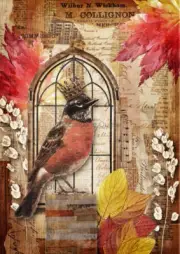 Crowned Robin | A3 or A4 Rice Paper for Decoupage | Decoupage Queen