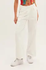 White Cargo Pants Relaxed Wide Leg - Size 14, Women's Cargo Pant