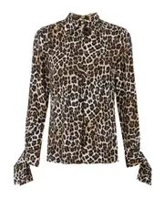 Elisabetta Franchi Ribbon Cuffs Animalier Printed Georgette Blouse IT40,IT42 Animal print