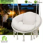White Hanging Cotton Rope Outdoor Macrame Hammock Swing Chair Home Cushion Seat