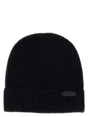[Brioni] Brioni-Ribbed Wool Beanie Cappelli Blu-Uomo L