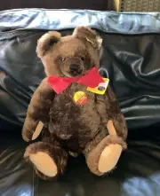 LG VINTAGE STEIFF CHOCOLATE BROWN ORIGINAL TEDDY BEAR, #0206/41 C 1984