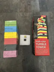 Multi Color Tumble Tower Includes Wooden Blocks And Dice - Not Opened