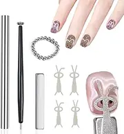 DANNEASY Cat Eye Nail Magnet, Rabbit-Shaped Guide Tip Tools Cateye Magnet for Nails Cat Eye Gel Nail Polish Magnet Strong Magnetic Beads Set for DIY Home & Salon