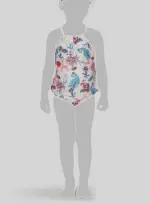 $58 Seafolly Kids Girls Pink Floral Ruched Neck Tank One Piece Swimwear Size 7
