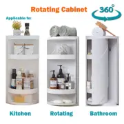 360 Degree Rotating Kitchen Bathroom Shelf Corner Storage Rack Cabinet