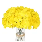 Silk Hydrangea Heads with Stems Artificial Flower Heads DIY Wedding Yellow