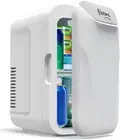 NXONE White Mini Fridge,8 Can/6 Liter Small Refrigerator,110VAC/ 12V DC