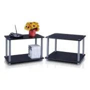 Furinno 11250-SET-BK Turn-N-Tube 2-Tier Shelves/End Tables Set in 2 Pcs Set