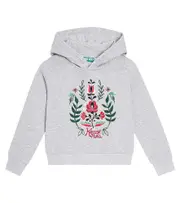 [Kenzo Kids] Kenzo Kids Embroidered cotton jersey hoodie Y 12 grey