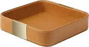 SVNXI Luxury Leather Desktop Storage, Small Catchall Organizer, Decorative Tray for Entryway Table to Hold Jewelry,Watch,Cosmetics,Keys,Phone,Wallet,Home & Office Accessories (Orange)