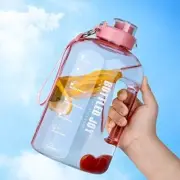 Water Bottle with Time Marker, Flip-top Lid and Handle Strap - Pink