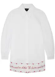 Simone Rocha Embroidered Cotton Shirt Dress - White And Red - 10 (UK10 / S) 10 (UK10 / S)