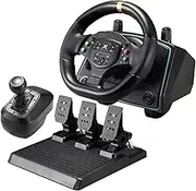 DOYO PC Racing Wheel with Pedals and Shifter, 1080° Gaming Steering Wheel, Hall Effect Pedals, Vibration Feedback, Paddle Shifters, Steering Wheel for PC, Xbox One, Xbox Series X|S, PS3 and Switch