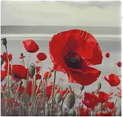 YKLBV Chair Cushion with Zipper, Detachable Square Cushion Memory Foam Cushion Red Poppy Flower Printed Outdoor Picnic Mat Degrees of Comfort Meditation Floor Cushion 14.96 * 13.78 Inch.