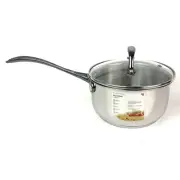 Sharper Image Saucepan 1.6 Quart Stainless Steel Finish Vented Lid Oven Safe