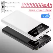 2000000mAh Power Bank 2USB Thin Fast External Backup Battery Portable Charger