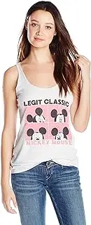 [Disney] Classic Mickey Faces Women's Racerback Tank Top, White Heather, XX-Large