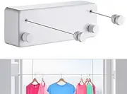 MUYXGYFE Premium Retractable Clothesline | Heavy Duty Retracting Rope Line for Clothes or Laundry, Perfect for Indoor or Outdoor Use and Travel or Camping Can Lock to Prevent Sagging(White)