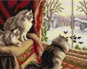 "At the Window" Printed Canvas for Cross Stitch Tapestry Gobelin 2828