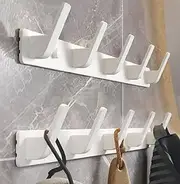 2-Pack Wall Mounted Coat Rack，Heavy Duty Aluminum，5 Hook Metal Coat Hook，Modern White Coat Hook Rails Wall Hook Rack for Entryway，Kitchen，Bathroom，Closet (5 Hooks, White)