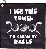 Funny Golf Towel for Men - Microfiber Cleaning Cloth for Golf Balls & Clubs | Golf Accessories with Clip, Golfs Presents for Dad Husband Boyfriend - I Use This Towel to Clean My Balls