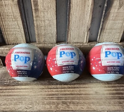 Bath & Body Works Set Of 3 “Firecracker Pop” Bath Fizz Fizzy Bath Bombs Lot HTF