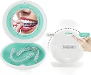 Retainer Case with 2 in 1 Aligner Removal Tool & Chewies, Portable Aligner Case with Magnetic Mirror and Slid Vent Holes, Compatible with Invisalign, Denture Holder Case for Traveling Perfectly White