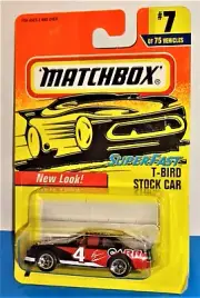 Matchbox 1997 Release SuperFast #7 T-Bird Stock Car Black #4 CARR Auto Care