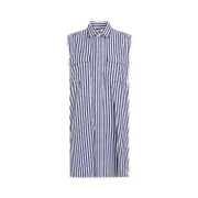 [Sacai] Sacai-Navy Blue Stripes Cotton Thomas Mason Dress-Donna 3 NUM