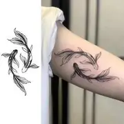Tattoofield - Carp Fish Waterproof Temporary Tattoo Set of 2 - Black - One Size