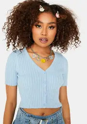 Powder That Could Be Me Cropped Cardigan