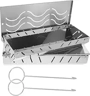 MINAOLULUS 2pcs Stainless Steel Wood Chip Boxes for Gas and Charcoal Grills Bbq Flavor Effortlessly with Multiple Wood Choices for Outdoor Cooking