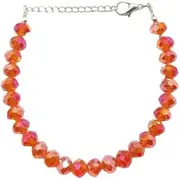 [Happy_Shop] Carnelian Quartz 8mm Rondelle shape Faceted cut gemstone beads 7 Inch Adjustable Silver plated clasp bracelet for men, women |FBA_BAR_01, 7 Inch Adjustable, Stone, other gemstones
