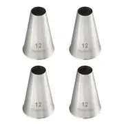 4x Mondo Stainless Steel #12 Round Piping Tip Icing Cake Decorating Nozzle SLV