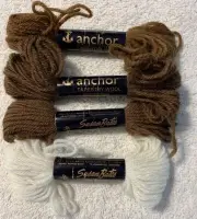 Susan Bates Anchor Tapestry Wool 4 Skeins 15 Yards Assorted Browns White