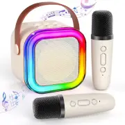 Mini Karaoke Machine with 2 Wireless Microphones, Portable Bluetooth Karaoke Spe