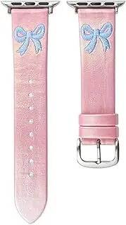 [NFGEGPKPHA] Leather Strap Watch Band Girls Lovely Bow Bracelet Chain Fit For Iwatch987654SE Women 40 41 44 45mm Gradient Mermaid Wrist