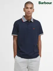 Barbour® Navy/Red Cornsay 100% Cotton Polo Shirt (AD3965) | $122